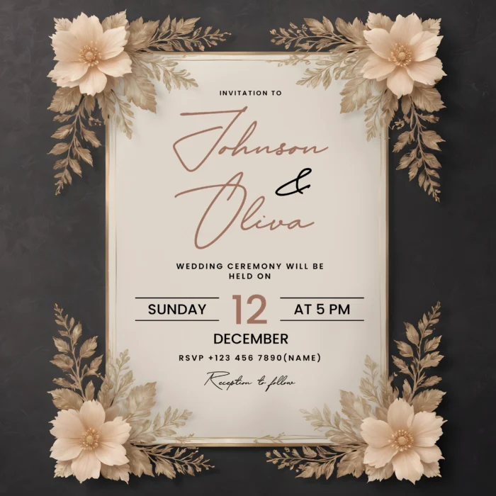 Wedding-Invitation-Template-with-Golden-Floral Design