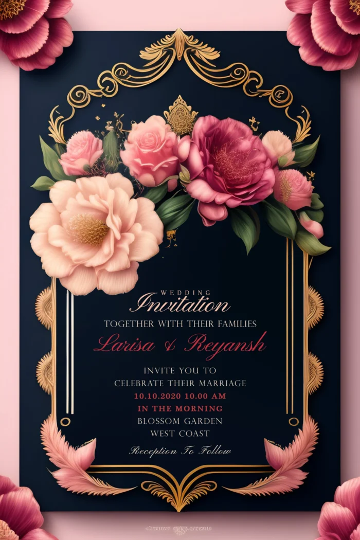 Wedding-Invitation-Card-With-Flower-Frame