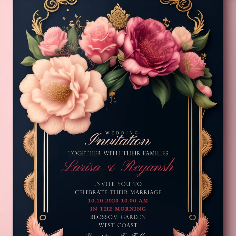 Wedding-Invitation-Card-With-Flower-Frame