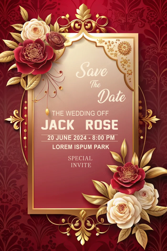 Wedding-Invitation-Card-with-Gold-Frame