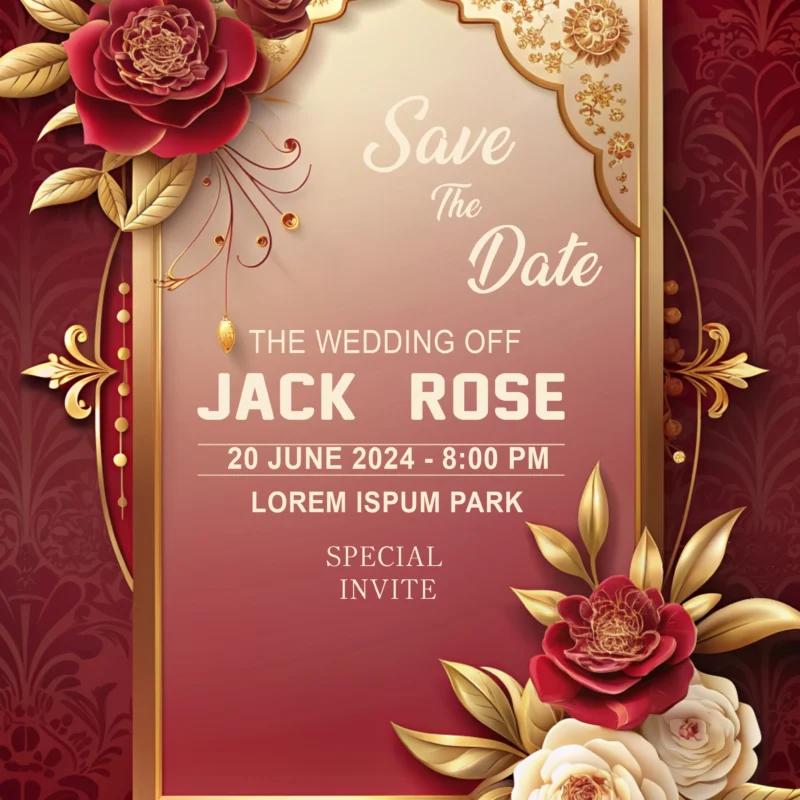 Wedding-Invitation-Card-with-Gold-Frame