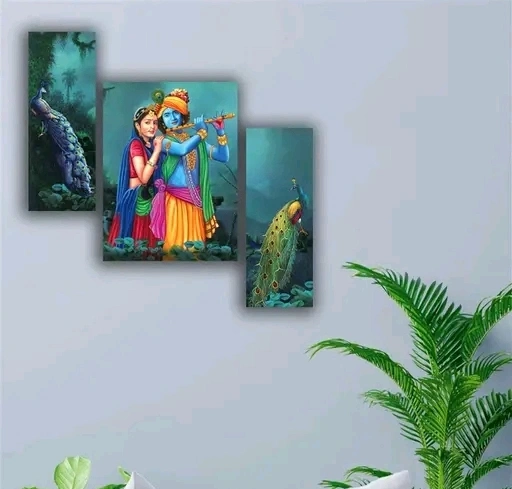 3 Set Radha Krishna Wall Art